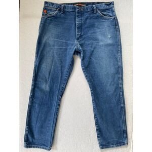 Wrangler Mens 40 x 32 Jeans Blue FR13MWZ Flame Resistant Straight Original Fit